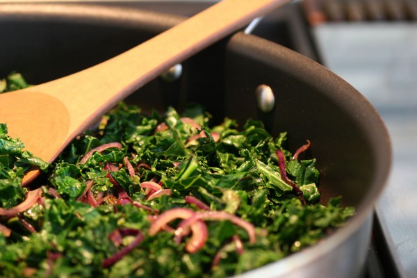 roasted portobellos with kale - saute