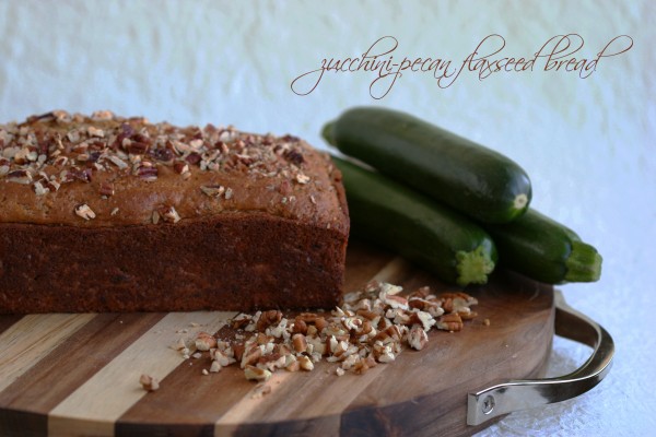 bread zucchini nuts on cutting board with title