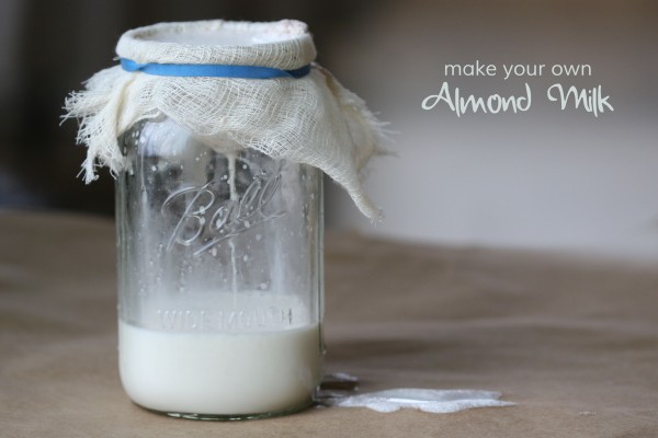 almond milk - draining with title