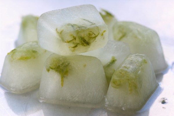 flavored ice cubes with lime zest