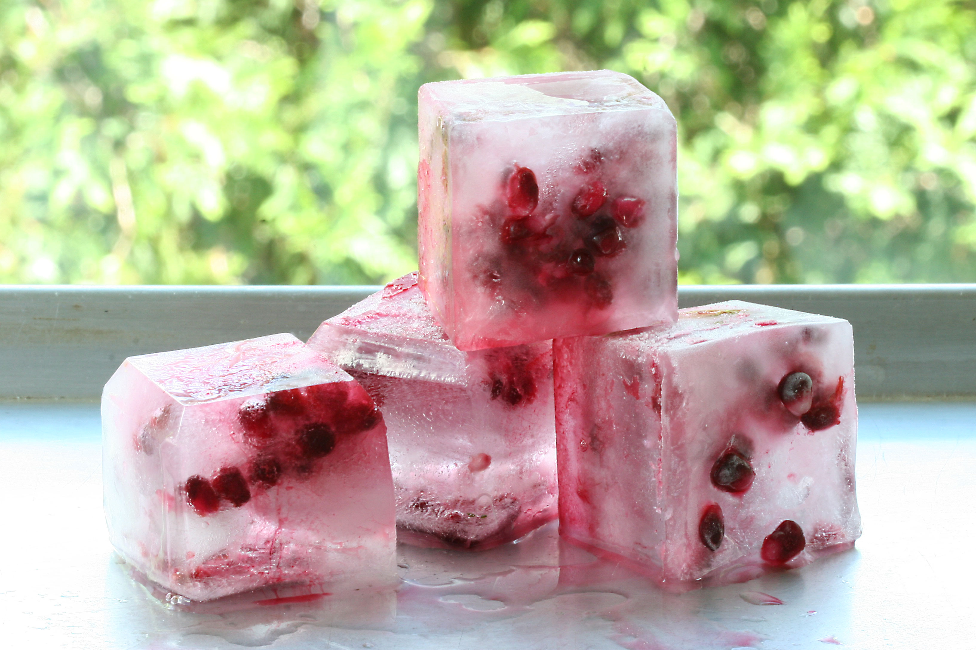 flavored ice cubes with pomegranate