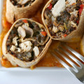 Chicken Wild Rice Burrito with Mango Habanero Sauce