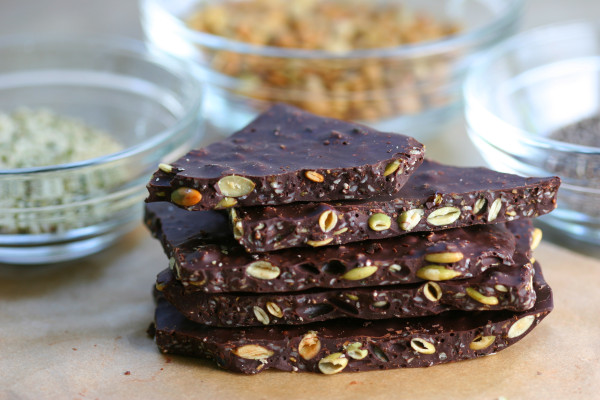 chocolate bark - closeup with ingredients