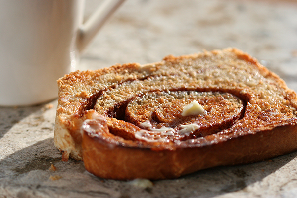 cinnamon swirl bread - toasted