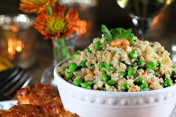 indian dinner - peas pulao 600x400