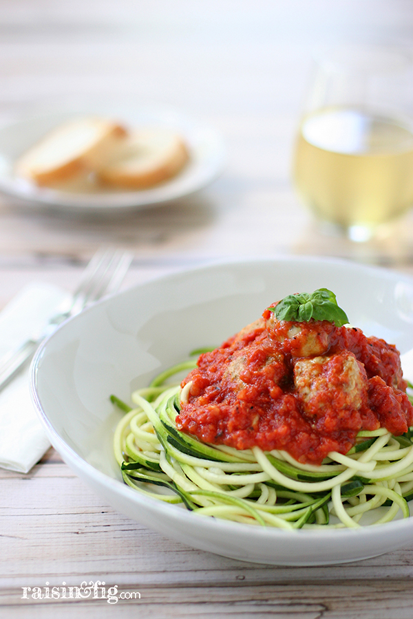 Zucchini Pasta with Turkey Meatballs