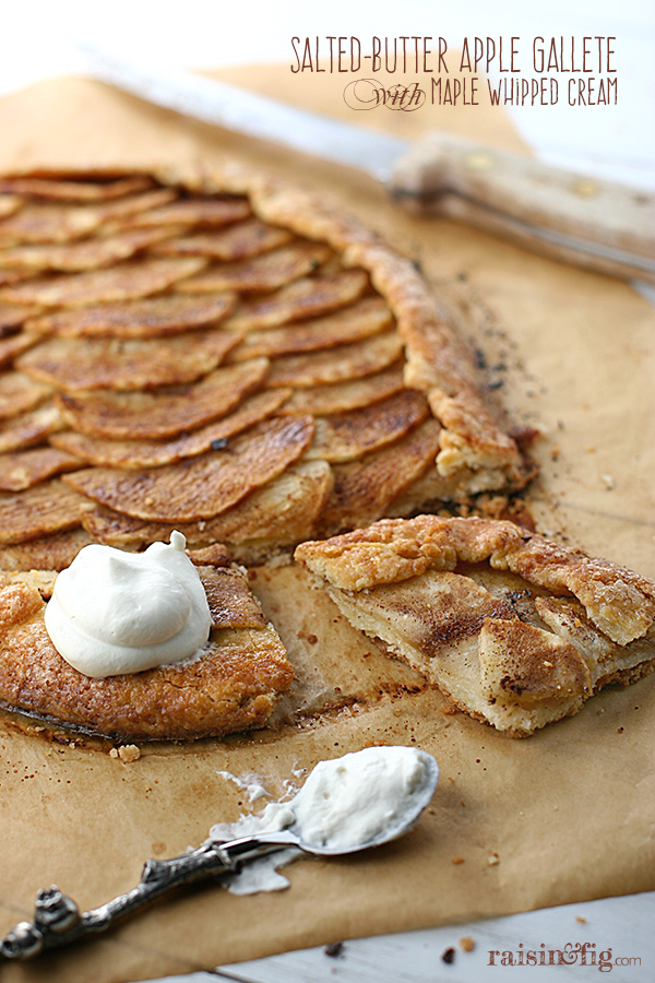 salted butter apple galette with maple whipped cream