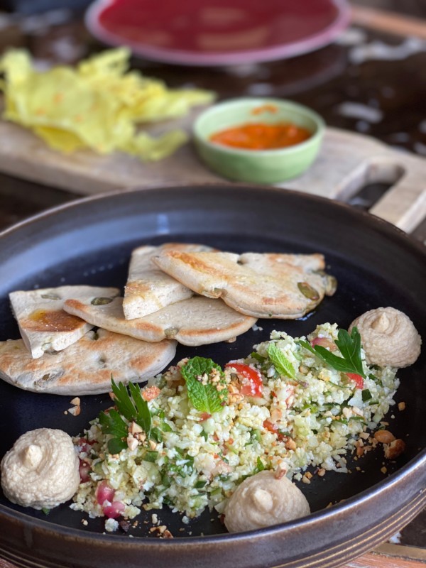 cauliflower tabbouleh with chili cashews